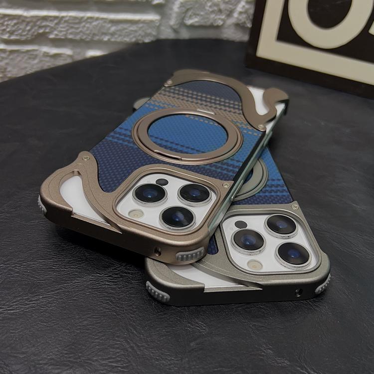 For iPhone 15 Pro Metal Frameless 360 Degree Rotation Holder MagSafe Phone Case(Dessert Gold) - free shipping - PMC TechLife - Order now!