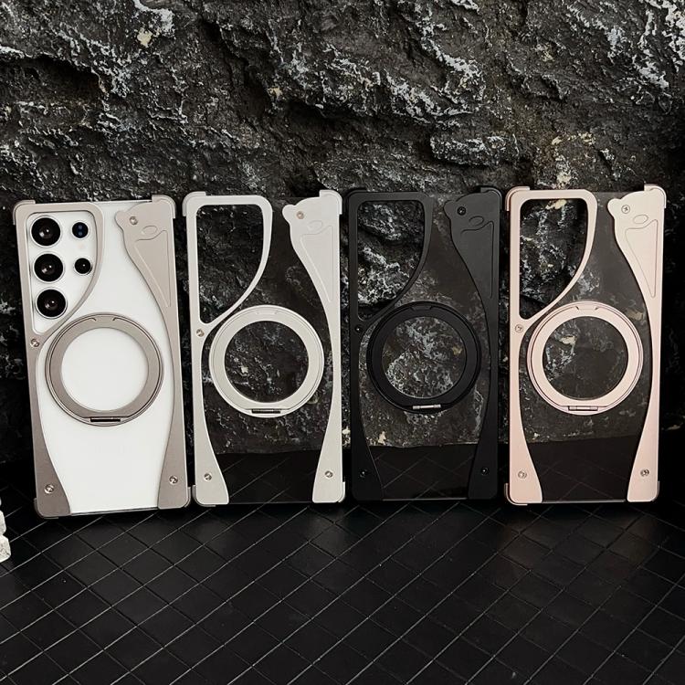 For Samsung Galaxy S25 Ultra 5G Metal Frameless 360 Degree Rotation Holder MagSafe Transparent Phone Case(Dessert Gold) - free shipping - PMC TechLife - Order now!