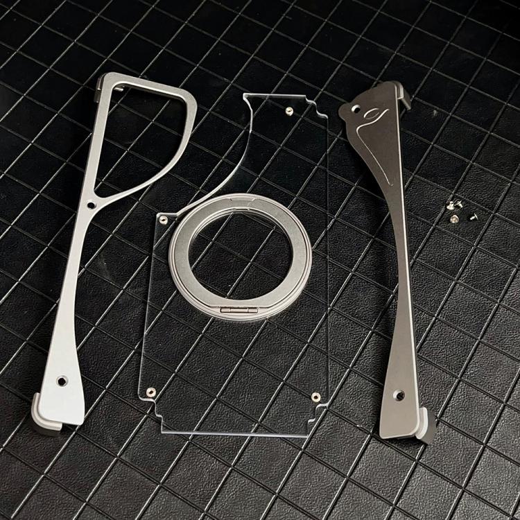 For Samsung Galaxy S24 Ultra 5G Metal Frameless 360 Degree Rotation Holder MagSafe Transparent Phone Case(Titanium Color) - free shipping - PMC TechLife - Order now!