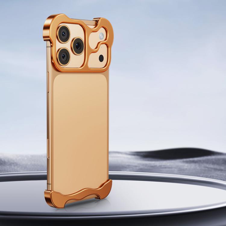 For iPhone 17 Pro Max Frameless Metal Corner Pad Phone Case with Lens Film(Gold) - free shipping - PMC TechLife - Order now!