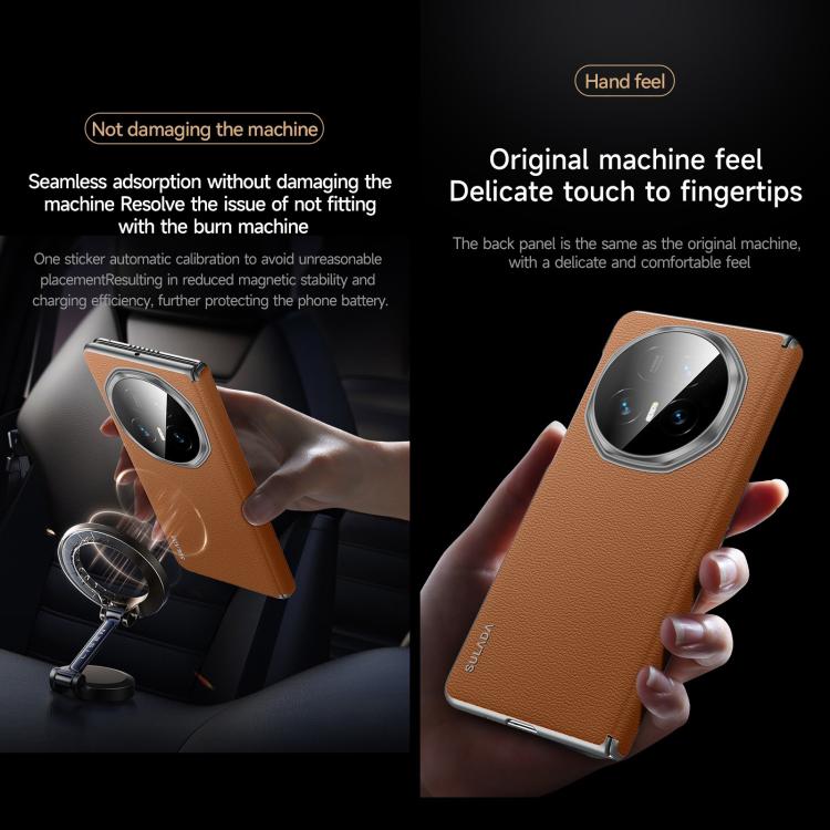 For Honor Magic V5 SULADA Frameless Top Layer Cowhide Leather PC Phone Case(Blue) - free shipping - PMC TechLife - Order now!