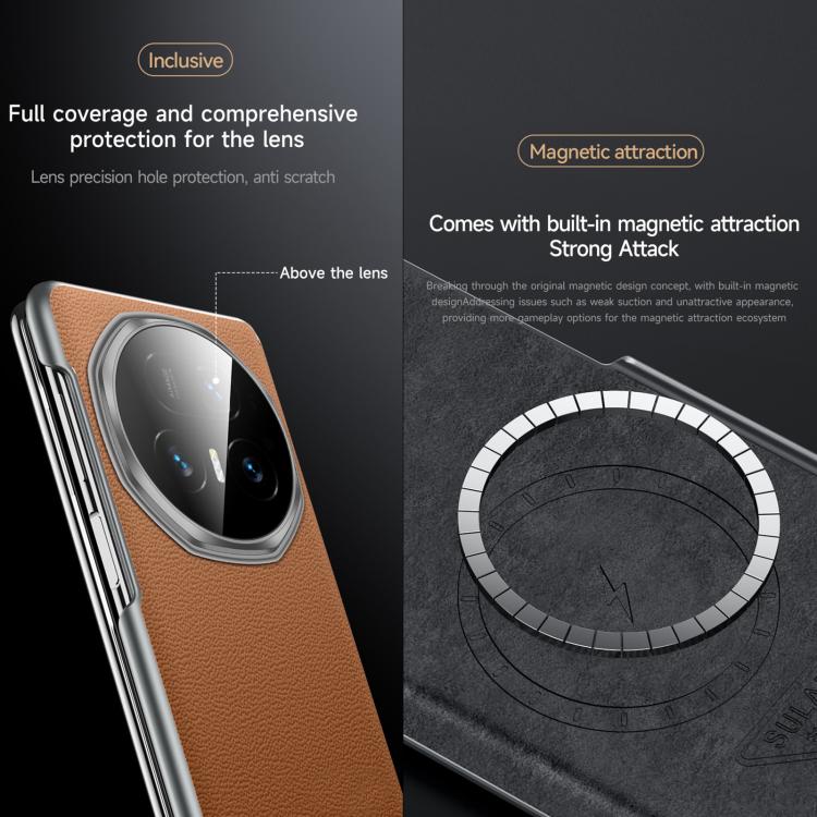 For Honor Magic V5 SULADA Frameless Top Layer Cowhide Leather PC Phone Case(Black) - free shipping - PMC TechLife - Order now!