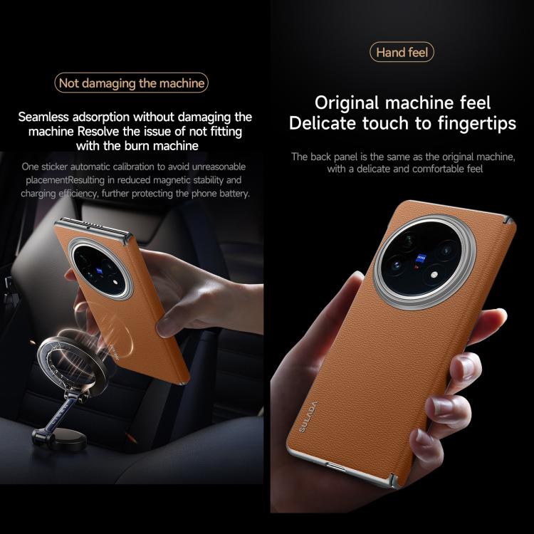 For vivo X Fold5 SULADA Frameless Top Layer Cowhide Leather PC Phone Case(Brown) - free shipping - PMC TechLife - Order now!