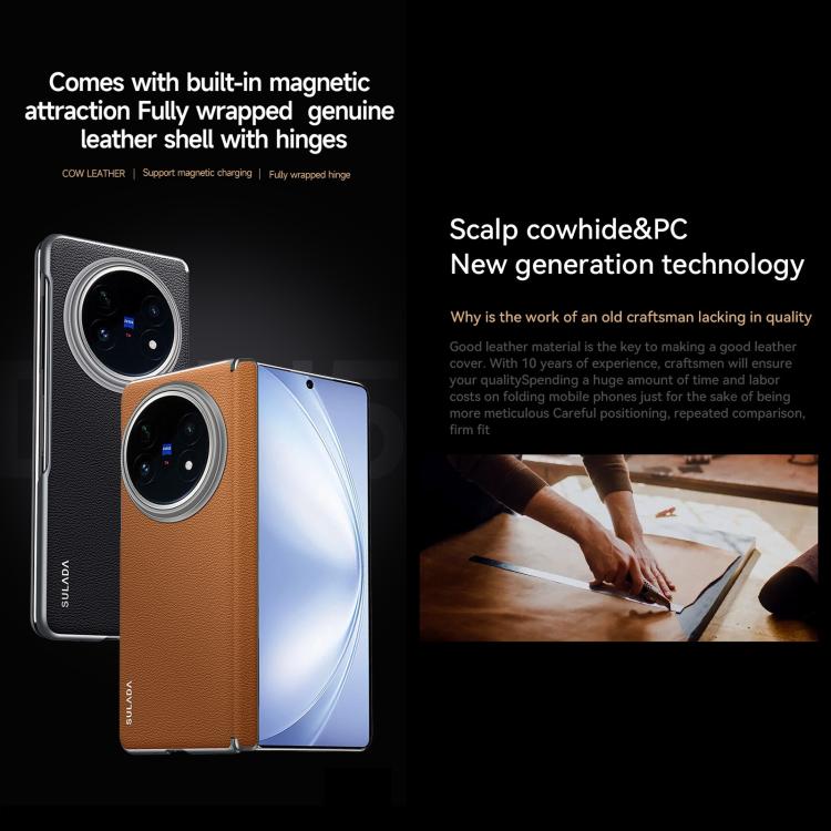 For vivo X Fold5 SULADA Frameless Top Layer Cowhide Leather PC Phone Case(Blue) - free shipping - PMC TechLife - Order now!