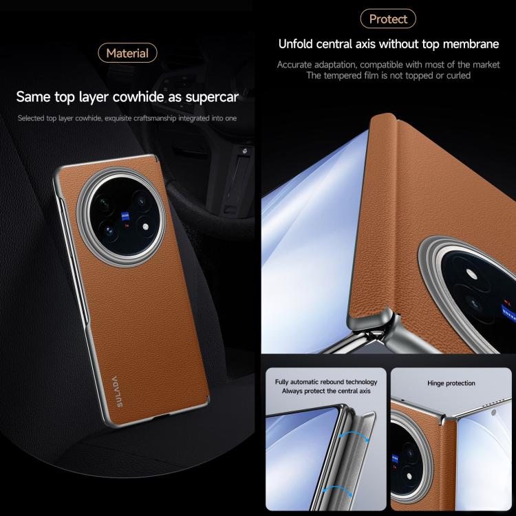 For vivo X Fold5 SULADA Frameless Top Layer Cowhide Leather PC Phone Case(Black) - free shipping - PMC TechLife - Order now!