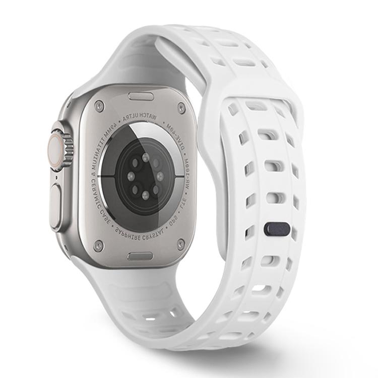 For Apple Watch 46mm / 49mm / 45mm / 44mm Shark Texture Holes Silicone Watch Band(White) - free shipping - PMC TechLife - Order now!