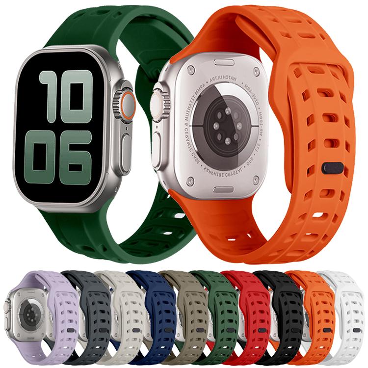 For Apple Watch 46mm / 49mm / 45mm / 44mm Shark Texture Holes Silicone Watch Band(White) - free shipping - PMC TechLife - Order now!