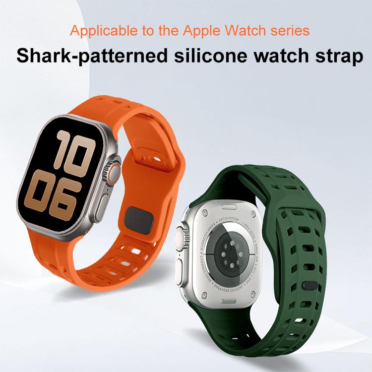 For Apple Watch 46mm / 49mm / 45mm / 44mm Shark Texture Holes Silicone Watch Band(White) - free shipping - PMC TechLife - Order now!