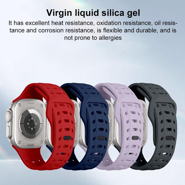 For Apple Watch 46mm / 49mm / 45mm / 44mm Shark Texture Holes Silicone Watch Band(White) - free shipping - PMC TechLife - Order now!