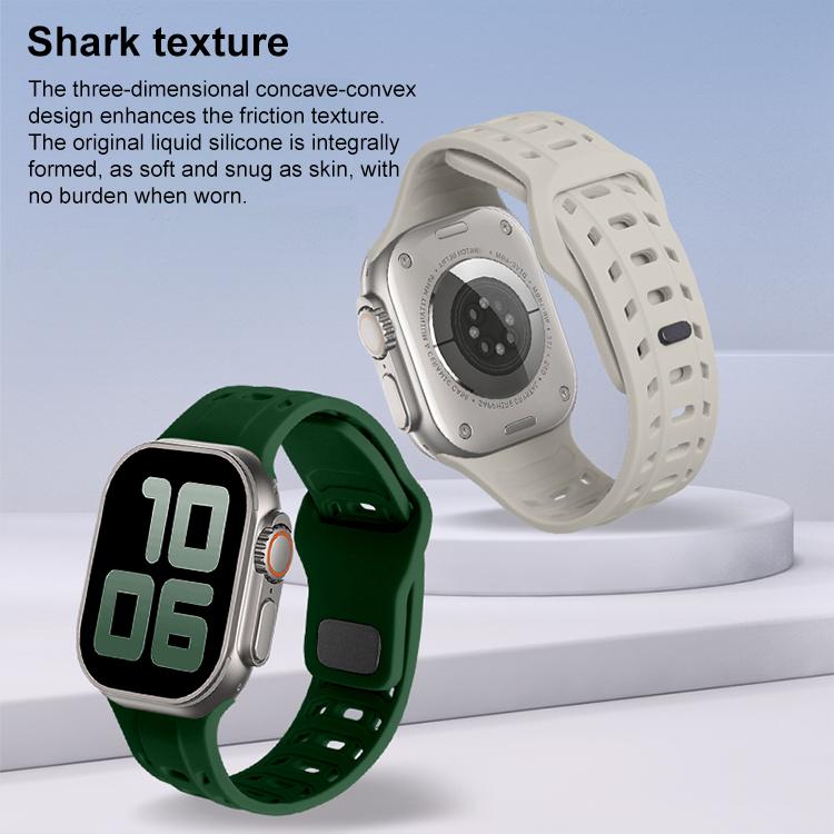For Apple Watch 46mm / 49mm / 45mm / 44mm Shark Texture Holes Silicone Watch Band(Midnight Blue) - free shipping - PMC TechLife - Order now!