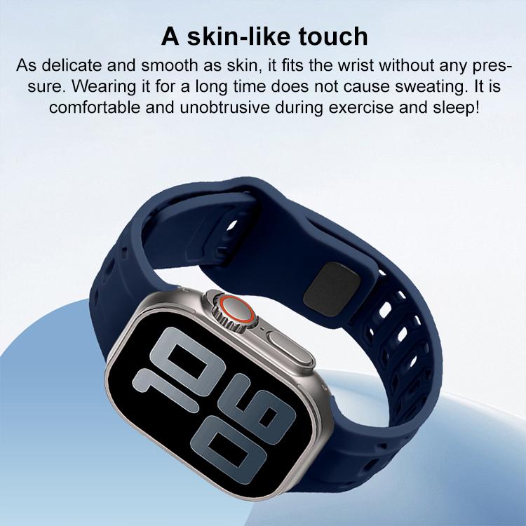 For Apple Watch 46mm / 49mm / 45mm / 44mm Shark Texture Holes Silicone Watch Band(White) - free shipping - PMC TechLife - Order now!