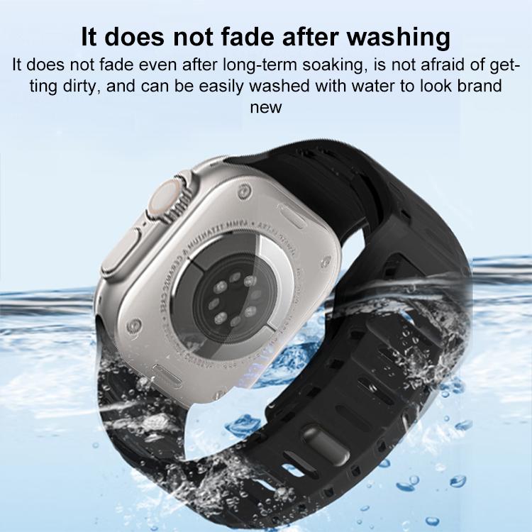 For Apple Watch 46mm / 49mm / 45mm / 44mm Shark Texture Holes Silicone Watch Band(Midnight Blue) - free shipping - PMC TechLife - Order now!