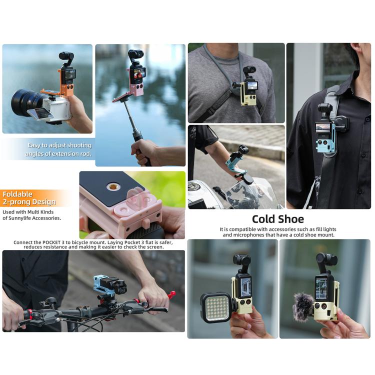 For DJI OSMO Pocket 3 Sunnylife Magnetic Mount 1/4 Adapter Cold Shoe Tabletop Base Bracket Angles Adjustable Multi Expansion Mount(Pink) - free shipping - PMC TechLife - Order now!