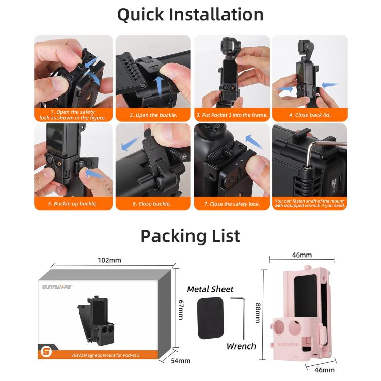 For DJI OSMO Pocket 3 Sunnylife Magnetic Mount 1/4 Adapter Cold Shoe Tabletop Base Bracket Angles Adjustable Multi Expansion Mount(Black) - free shipping - PMC TechLife - Order now!