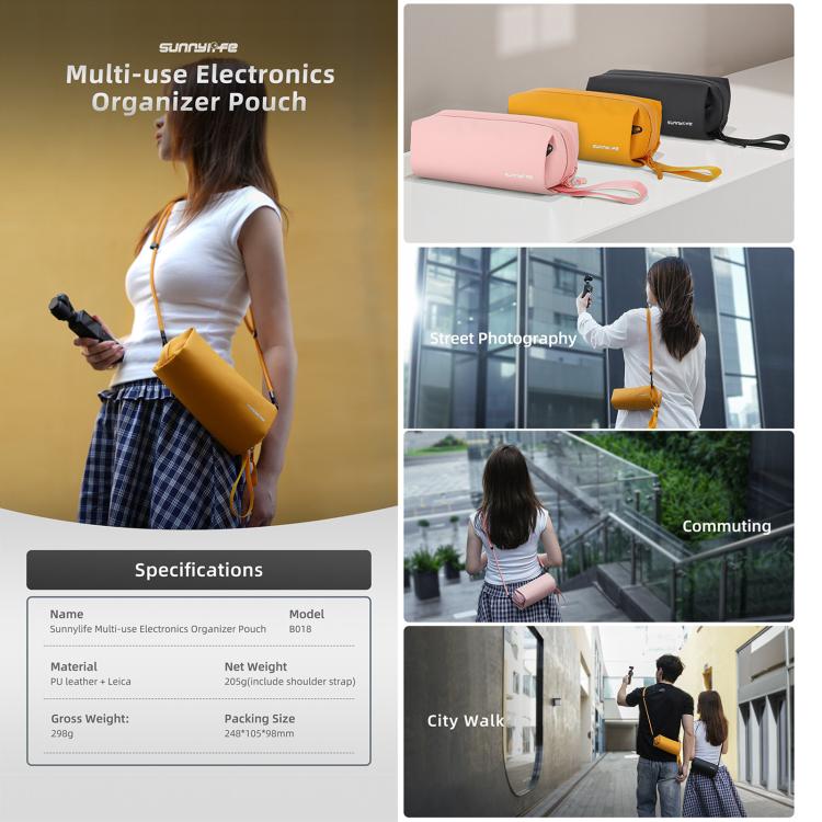 For DJI OSMO Pocket 3 Sunnylife Carrying Handbag Storage Shoulder Bag Combo Bags Mini Travel Daily Pouch(Orange) - free shipping - PMC TechLife - Order now!