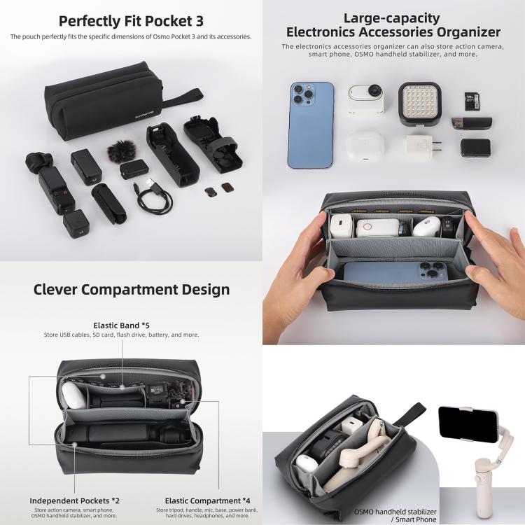 For DJI OSMO Pocket 3 Sunnylife Carrying Handbag Storage Shoulder Bag Combo Bags Mini Travel Daily Pouch(Orange) - free shipping - PMC TechLife - Order now!