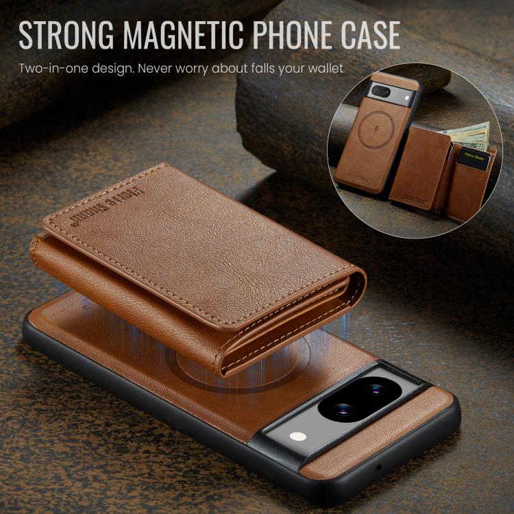 For Google Pixel 7 Fierre Shann 2 in 1 Holder RFID Card Slot Wallet MagSafe Phone Case(Dark Brown) - free shipping - PMC TechLife - Order now!