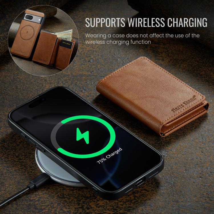 For Google Pixel 7 Fierre Shann 2 in 1 Holder RFID Card Slot Wallet MagSafe Phone Case(Dark Brown) - free shipping - PMC TechLife - Order now!