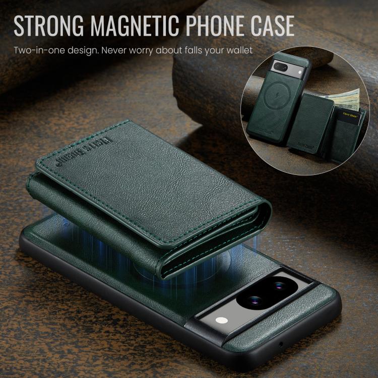 For Google Pixel 7 Fierre Shann 2 in 1 Holder RFID Card Slot Wallet MagSafe Phone Case(Green) - free shipping - PMC TechLife - Order now!