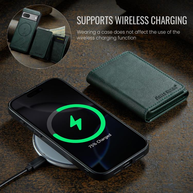 For Google Pixel 7 Fierre Shann 2 in 1 Holder RFID Card Slot Wallet MagSafe Phone Case(Green) - free shipping - PMC TechLife - Order now!