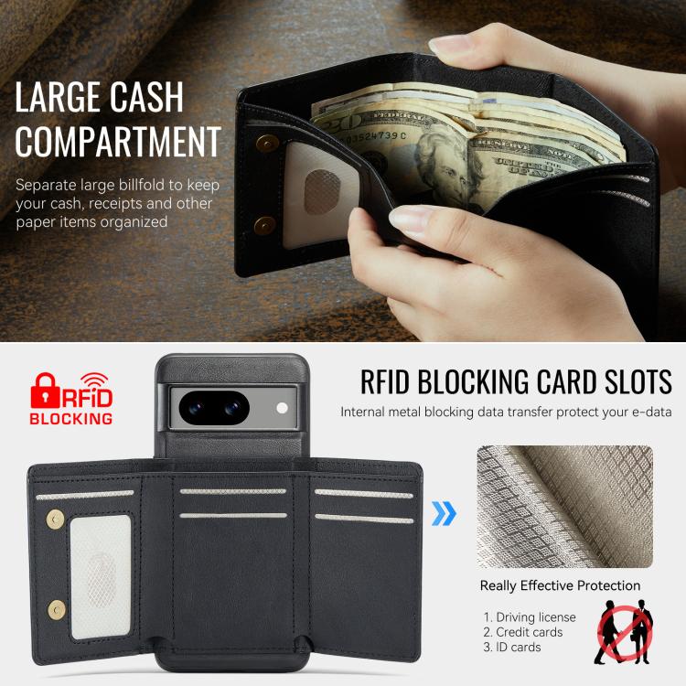 For Google Pixel 7a Fierre Shann 2 in 1 Holder RFID Card Slot Wallet MagSafe Phone Case(Black) - free shipping - PMC TechLife - Order now!