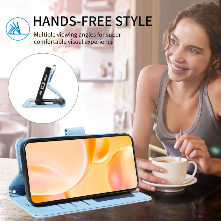 For Motorola Edge 50 Neo 5G Embossed Heart Dog RFID Blocking Wallet Leather Phone Case(Sky Blue) - free shipping - PMC TechLife - Order now!