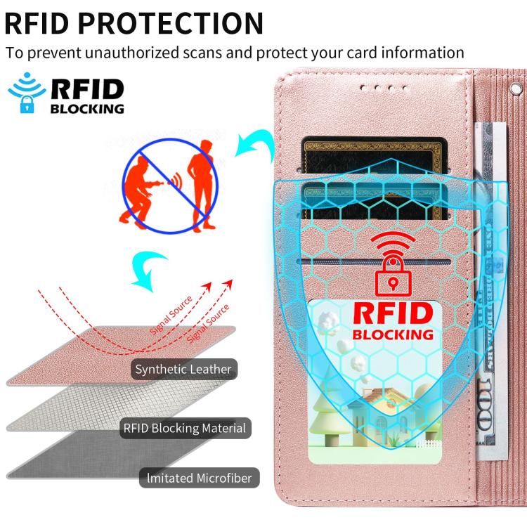 For Motorola Edge 50 Ultra 5G Embossed Heart Dog RFID Blocking Wallet Leather Phone Case(Rose Gold) - free shipping - PMC TechLife - Order now!