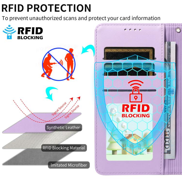 For Motorola Moto G35 5G Embossed Heart Dog RFID Blocking Wallet Leather Phone Case(Purple) - free shipping - PMC TechLife - Order now!