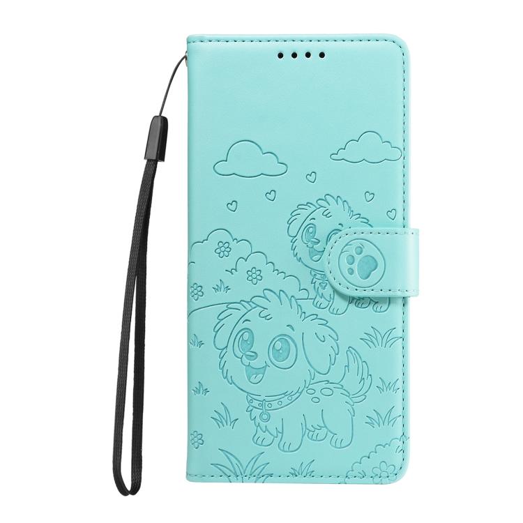For Motorola Moto G55 5G Embossed Heart Dog RFID Blocking Wallet Leather Phone Case(Green) - free shipping - PMC TechLife - Order now!