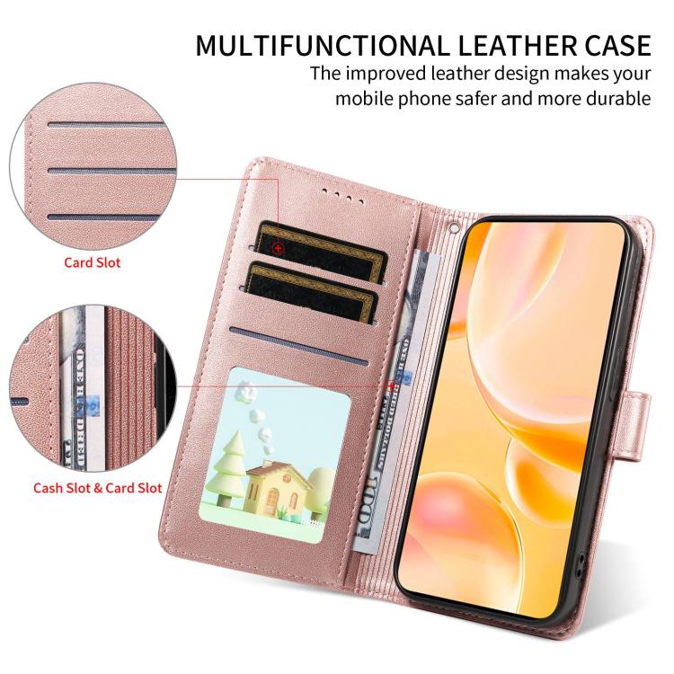 For Motorola Moto G55 5G Embossed Heart Dog RFID Blocking Wallet Leather Phone Case(Rose Gold) - free shipping - PMC TechLife - Order now!