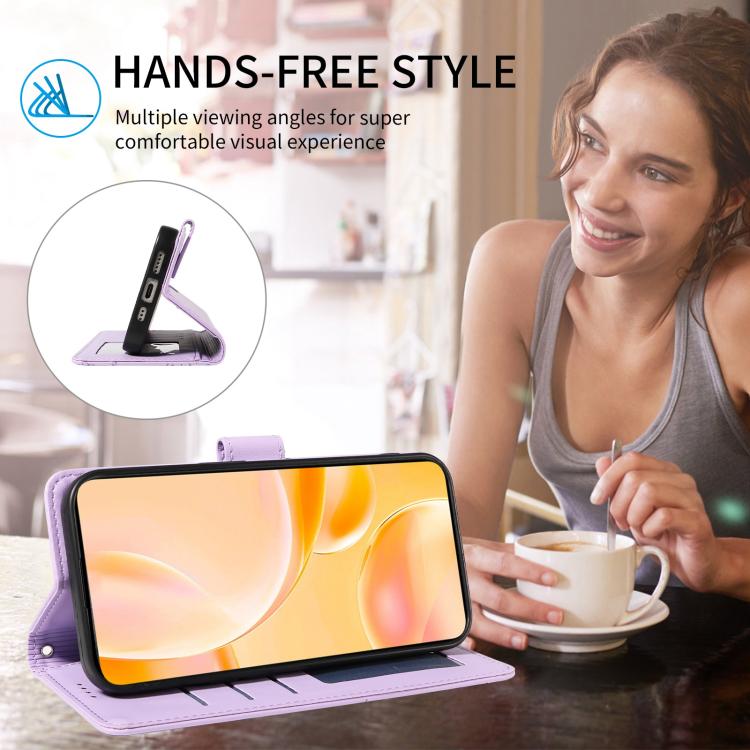 For Motorola Moto G85 5G Embossed Heart Dog RFID Blocking Wallet Leather Phone Case(Purple) - free shipping - PMC TechLife - Order now!