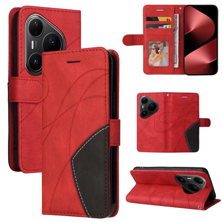 For Huawei Pura 80 Pro 5G Dual-color Splicing Flip Leather Phone Case(Red) - free shipping - PMC TechLife - Order now!