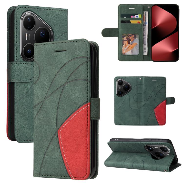 For Huawei Pura 80 Pro 5G Dual-color Splicing Flip Leather Phone Case(Green) - free shipping - PMC TechLife - Order now!