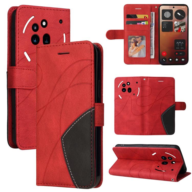 For Nothing Phone 3A Pro Dual-color Splicing Flip Leather Phone Case(Red) - free shipping - PMC TechLife - Order now!