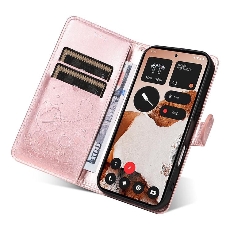 For Nothing CMF Phone 2 Pro Cat and Bee Embossed Flip Leather Phone Case(Rose Gold) - free shipping - PMC TechLife - Order now!
