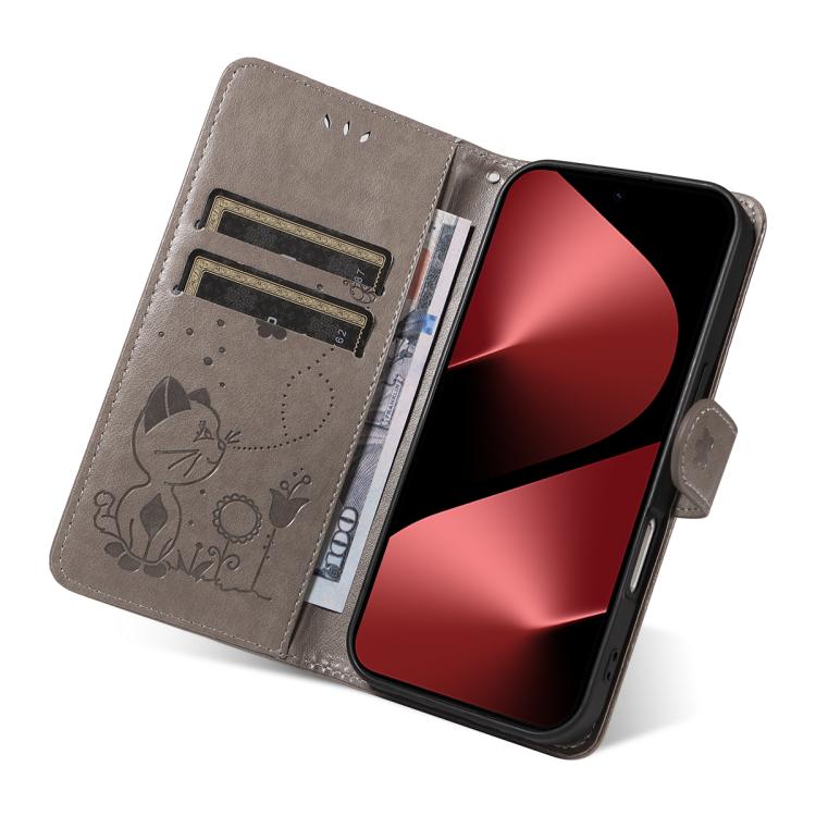 For Huawei Pura 80 Pro 5G Cat and Bee Embossed Flip Leather Phone Case(Grey) - free shipping - PMC TechLife - Order now!