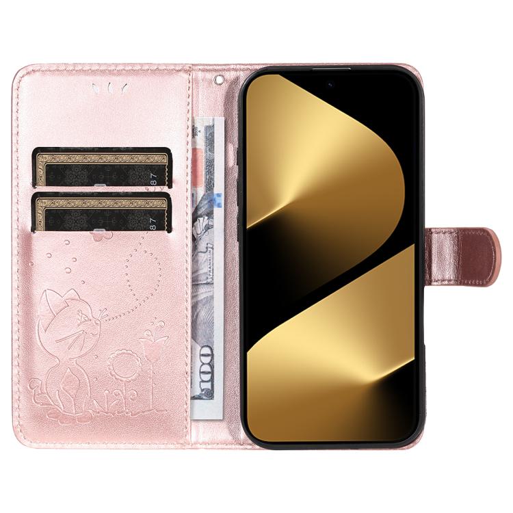 For Huawei Pura 80 Ultra 5G Cat and Bee Embossed Flip Leather Phone Case(Rose Gold) - free shipping - PMC TechLife - Order now!