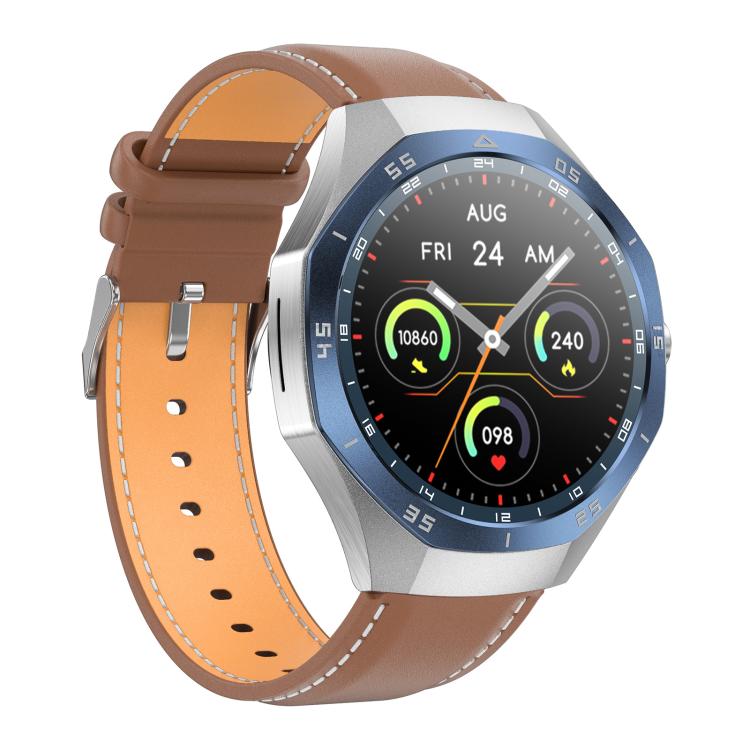 F38 Dual-ear Bluetooth Earphone Smart Watch IP67 Supports Heart Rate Monitoring, Watchband:Leather(Silver) - free shipping - PMC TechLife - Order now!