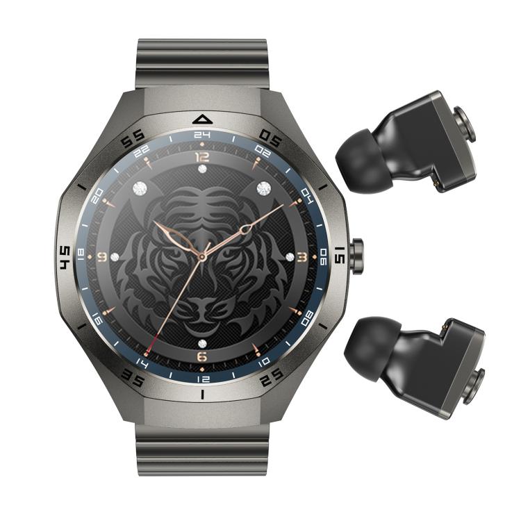 F38 Dual-ear Bluetooth Earphone Smart Watch IP67 Supports Heart Rate Monitoring, Watchband:Steel(Black) - free shipping - PMC TechLife - Order now!