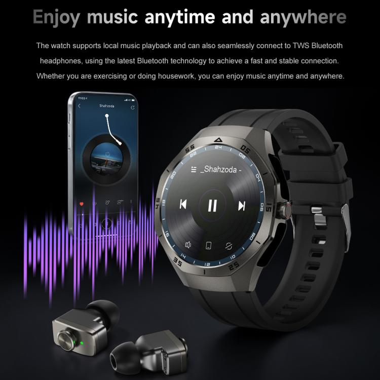 F38 Dual-ear Bluetooth Earphone Smart Watch IP67 Supports Heart Rate Monitoring, Watchband:Silicone(Silver) - free shipping - PMC TechLife - Order now!