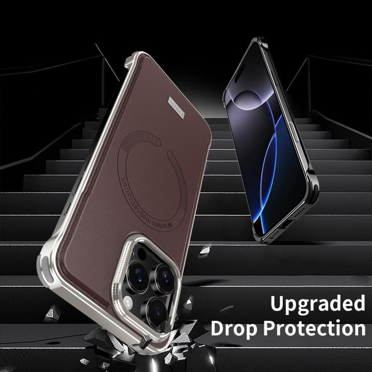 For iPhone 15 Pro Max J TRIBE Metal Frameless Plain Leather MagSafe Phone Case(Black) - free shipping - PMC TechLife - Order now!