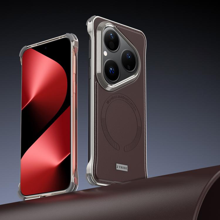 For Huawei Pura 80 5G J TRIBE Metal Frameless Plain Leather MagSafe Phone Case(Brown) - free shipping - PMC TechLife - Order now!