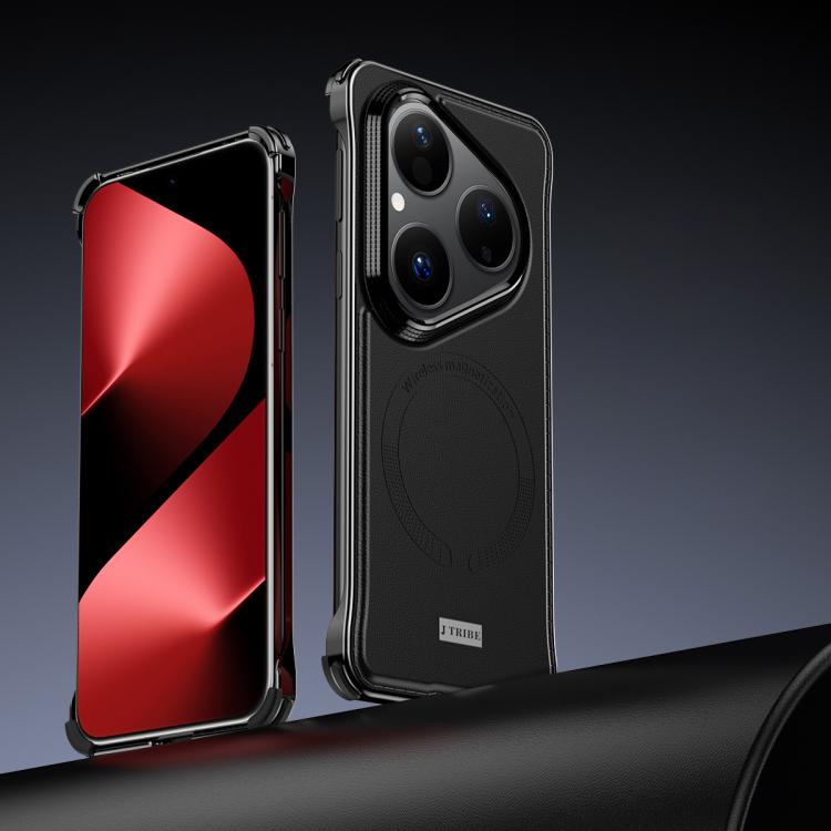 For Huawei Pura 80 5G J TRIBE Metal Frameless Plain Leather MagSafe Phone Case(Black) - free shipping - PMC TechLife - Order now!