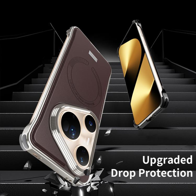 For Huawei Pura 80 5G J TRIBE Metal Frameless Plain Leather MagSafe Phone Case(Black) - free shipping - PMC TechLife - Order now!