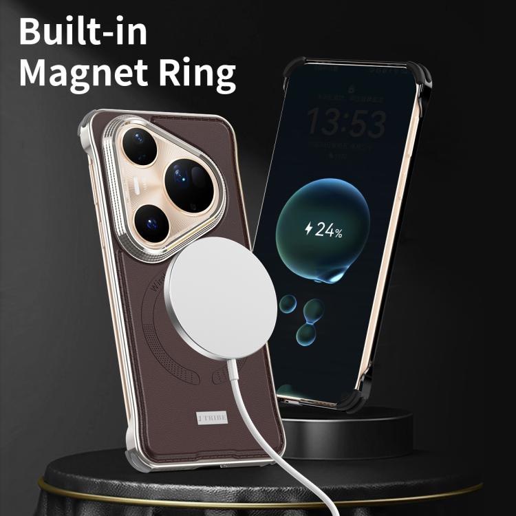 For Huawei Pura 80 Pro 5G J TRIBE Metal Frameless Plain Leather MagSafe Phone Case(Brown) - free shipping - PMC TechLife - Order now!