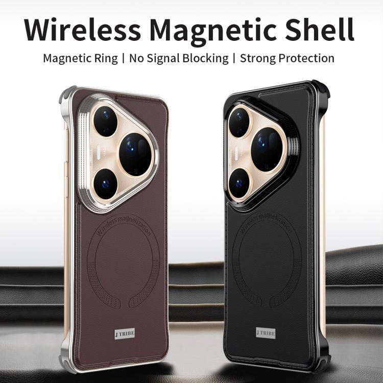For Huawei Pura 80 Ultra 5G J TRIBE Metal Frameless Plain Leather MagSafe Phone Case(Brown) - free shipping - PMC TechLife - Order now!