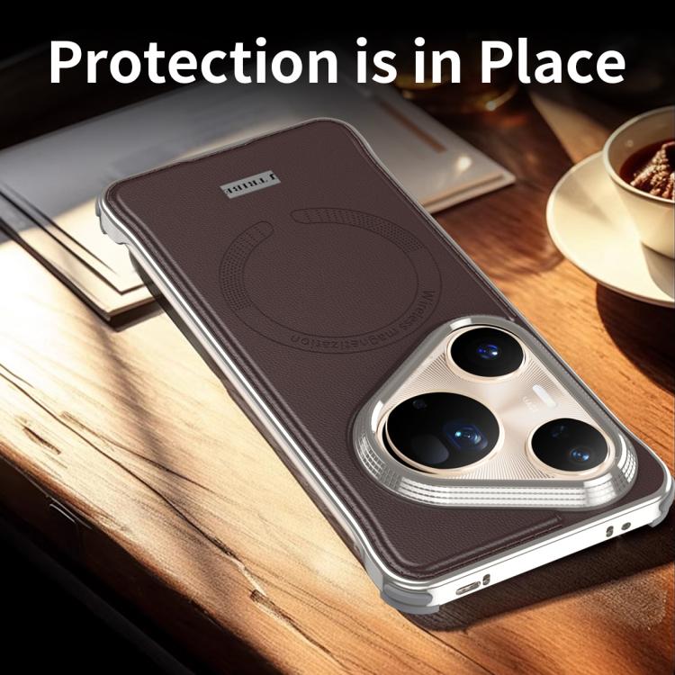 For Huawei Pura 80 Ultra 5G J TRIBE Metal Frameless Plain Leather MagSafe Phone Case(Brown) - free shipping - PMC TechLife - Order now!
