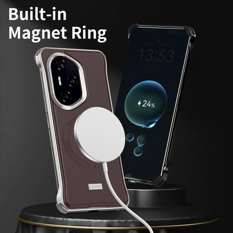 For Honor 300 J TRIBE Metal Frameless Plain Leather MagSafe Phone Case(Brown) - free shipping - PMC TechLife - Order now!