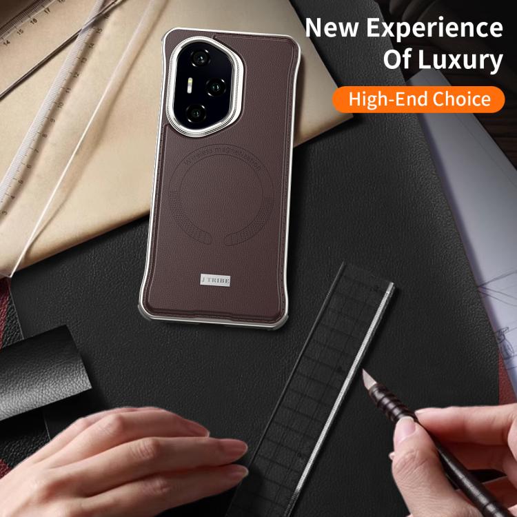 For Honor 300 J TRIBE Metal Frameless Plain Leather MagSafe Phone Case(Black) - free shipping - PMC TechLife - Order now!