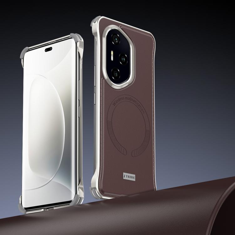 For Honor 300 Pro J TRIBE Metal Frameless Plain Leather MagSafe Phone Case(Brown) - free shipping - PMC TechLife - Order now!